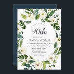 Greenery Botanical Floral 90th Birthday Invite Kaart<br><div class="desc">Greenery Botanical Floral 90th Birthday Invite Beauful White Floral Zie bijbehorend collectie in Niche en Nest Store</div>