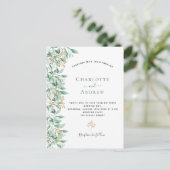 Greenery botanical floral gold bruiloft briefkaart (Staand voorkant)