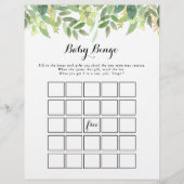 Greenery Botanical Foliage Baby Bingo Shower Game (Voorkant)