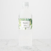 Greenery Botanical Foliage Calligraphy Wedding Waterfles Etiket (Voorkant)