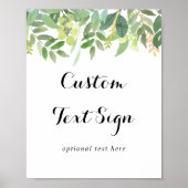Greenery Botanical Foliage Custom Text Sign Poster (Voorkant)