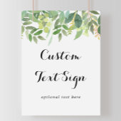 Greenery Botanical Foliage Custom Text Sign Poster