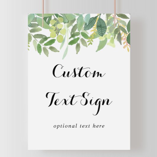 Greenery Botanical Foliage Custom Text Sign Poster