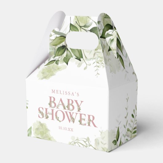 Greenery Botanical Foliage Dusty Roos Baby shower Bedankdoosjes (Voorkant Zijde)