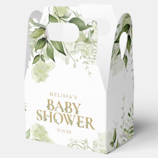 Greenery Botanical Foliage Gold Baby shower Bedankdoosjes (Geopend)