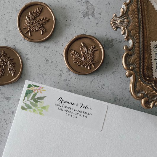 Greenery Botanical Foliage Return Address Etiket