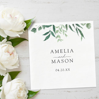 Greenery Botanical Foliage Watercolor Wedding Servet