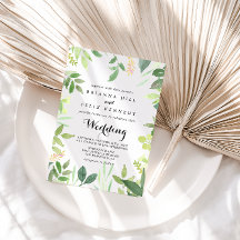 Greenery Botanical Front & Back Wedding Invitation