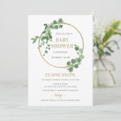 Greenery Botanical Gold Gender Neutral Baby shower Kaart (Staand voorkant)