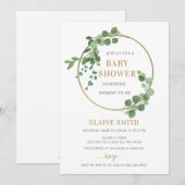 Greenery Botanical Gold Gender Neutral Baby shower Kaart (Voorkant / Achterkant)