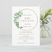 Greenery Botanical Gold Gender Neutral Baby shower Kaart (Staand voorkant)