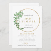 Greenery Botanical Gold Gender Neutral Baby shower Kaart (Voorkant / Achterkant)