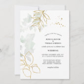 Greenery Botanical Gold Leaf Wedding Kaart (Voorkant)