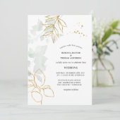Greenery Botanical Gold Leaf Wedding Kaart (Staand voorkant)