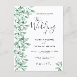 Greenery botanical green white bruiloft uitnodigin briefkaart