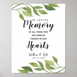 Greenery botanical In loving memory sign Poster
