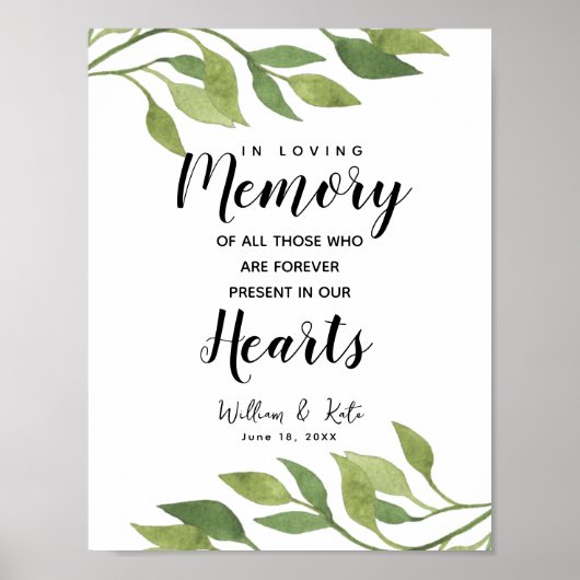 Greenery botanical In loving memory sign Poster (Voorkant)