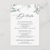 Greenery Botanical Leaves Accommodations Informatiekaartje (Voorkant)