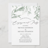 Greenery Botanical Leaves Engagement Party Kaart (Voorkant)