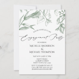 Greenery Botanical Leaves Engagement Party Kaart