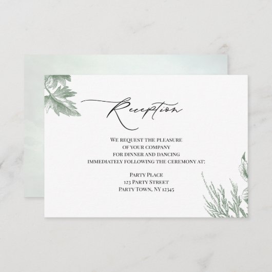 Greenery Botanical Leaves Reception Kaart (Voorkant / Achterkant)