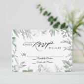 Greenery Botanical Leaves RSVP Card Kaartje (Staand voorkant)