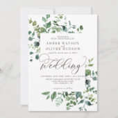 Greenery Botanical Leaves Rustic Woodland Wedding Kaart (Voorkant)