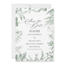 Greenery Botanical Leaves Save the Date