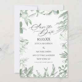 Greenery Botanical Leaves Save the Date Kaart