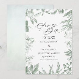 Greenery Botanical Leaves Save the Date Kaart