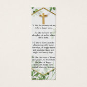 Greenery Botanical Memorial Funeral Bladwijzer Mini Visitekaartjes (Achterkant)