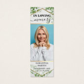 Greenery Botanical Memorial Funeral Bladwijzer Mini Visitekaartjes (Voorkant)