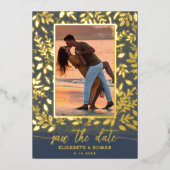 Greenery Botanical Photo Save the Date Folie Uitnodiging (Voorkant)