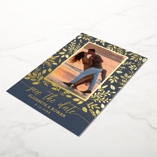 Greenery Botanical Photo Save the Date Folie Uitnodiging (Gedraaid)