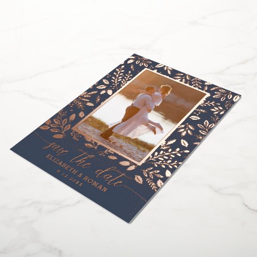 Greenery Botanical Photo Save the Date Folie Uitnodiging (Gedraaid)