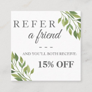 Greenery botanical square elegant referral card