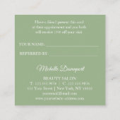 Greenery botanical square elegant referral card (Achterkant)
