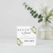 Greenery botanical square elegant referral card (Staand voorkant)