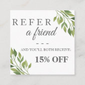 Greenery botanical square elegant referral card (Voorkant)
