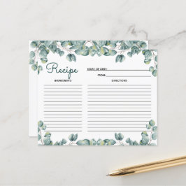 Greenery Botanical Vrijgezellenfeest Recipe Kaart