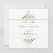 Greenery Botanical Waterverf Foto Wedding Invita Kaart (Voorkant)