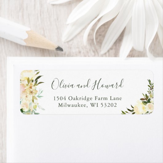 Greenery Botanical Waterverf Ivory White Floral Etiket (Insitu)