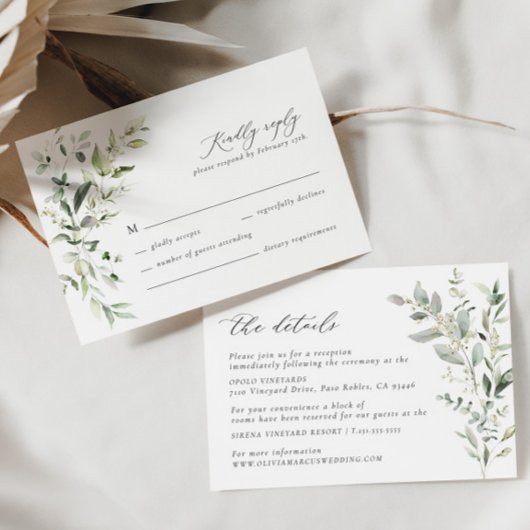 Greenery Botanical Wedding Details Enclosure Card Informatiekaartje