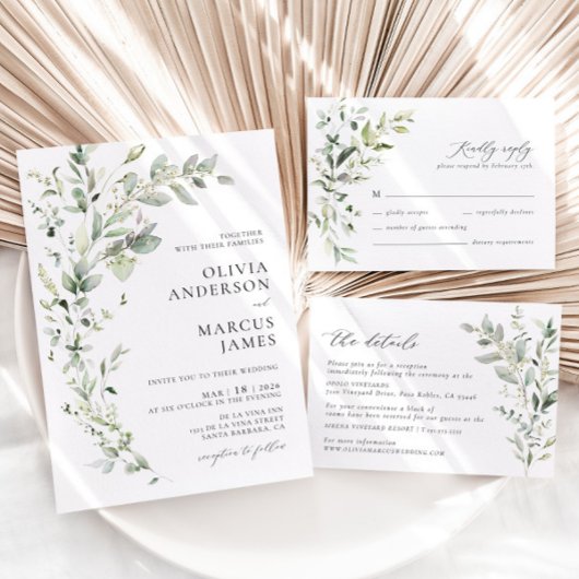 Greenery Botanical Wedding Details Enclosure Card Informatiekaartje