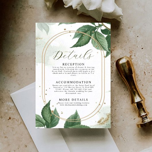 Greenery Botanical Wedding Details Enclosure Card Informatiekaartje