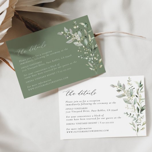 Greenery Botanical Wedding Details Enclosure Card Informatiekaartje