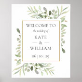 Greenery Botanical Wedding Welcome Sign Poster (Voorkant)