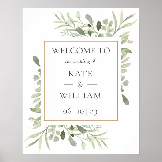 Greenery Botanical Wedding Welcome Sign Poster (Voorkant)