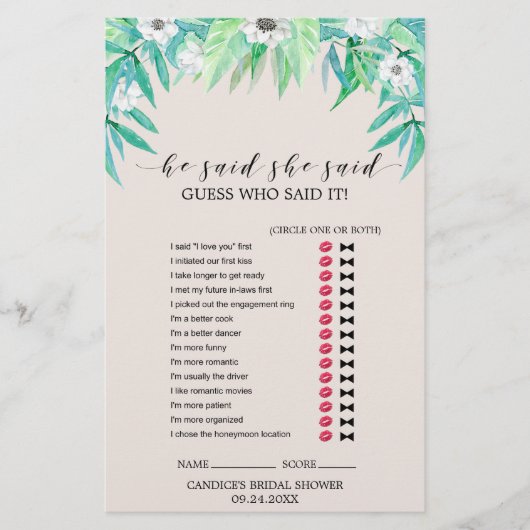 Greenery Botanical Wreate "Hij zei dat ze zei: Gam Flyer (Voorkant)