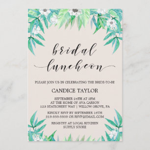 Greenery Botanical Wreath & Flower Bridal Luncheon Kaart